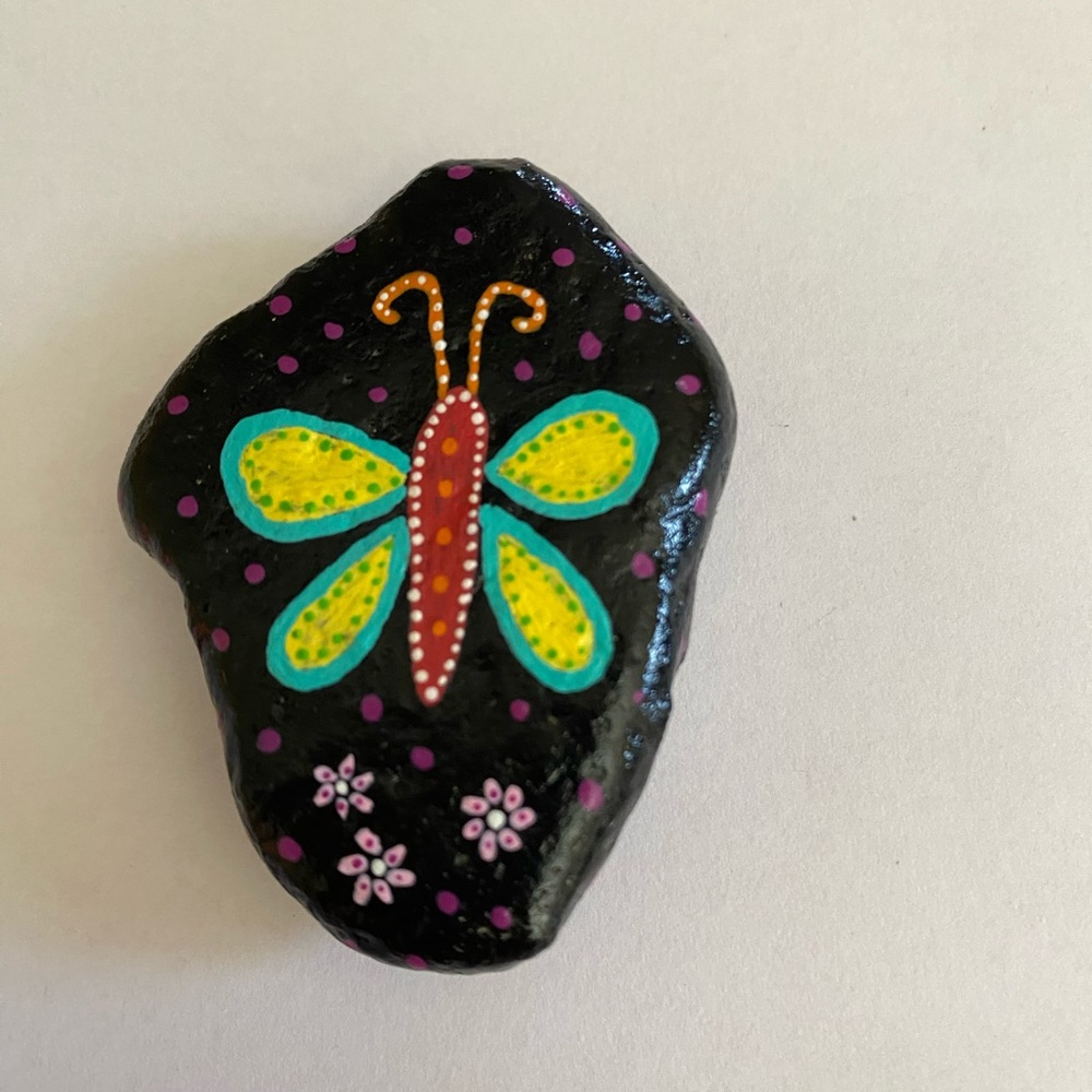 Hand painted tile butterfly magnet